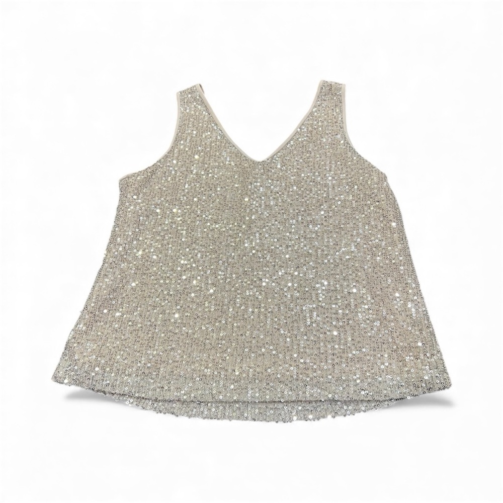 Sparkly Gold V-Neck Sleeveless Top